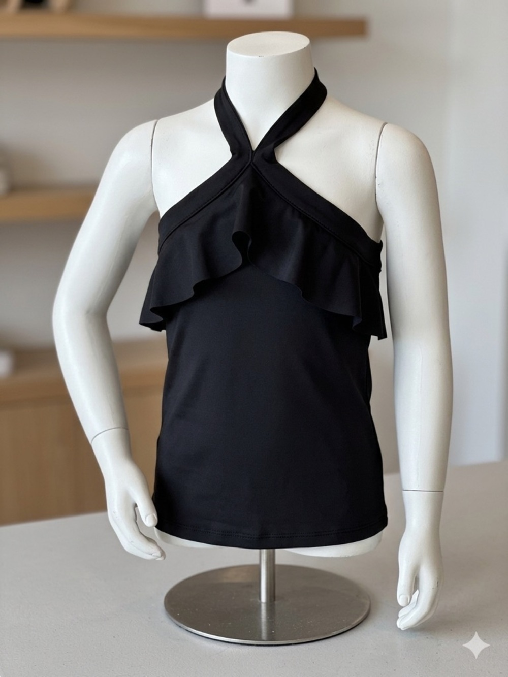 MIA Black Halter Ruffle top